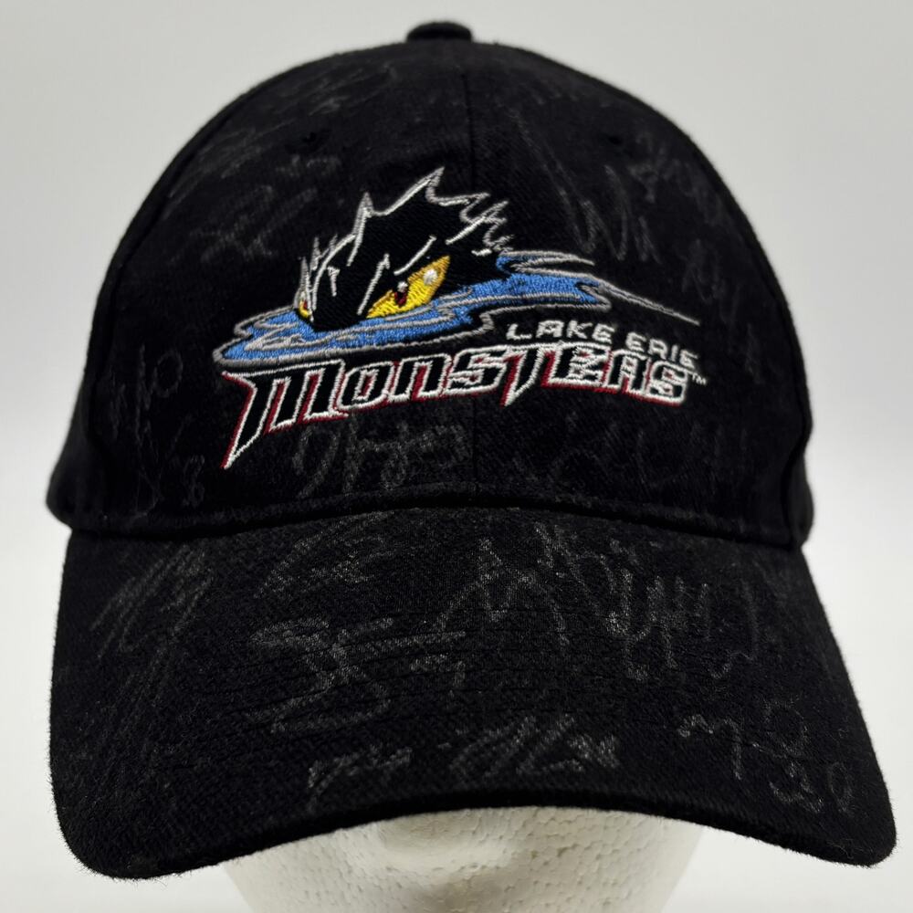 Lake Erie Monsters Hockey Autographed Hat OSFM Strapback Sportswear Black Cap